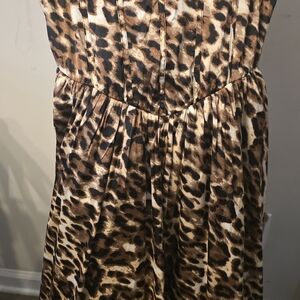 Leopard Print Satin Dress - Brown & Black Animal Print